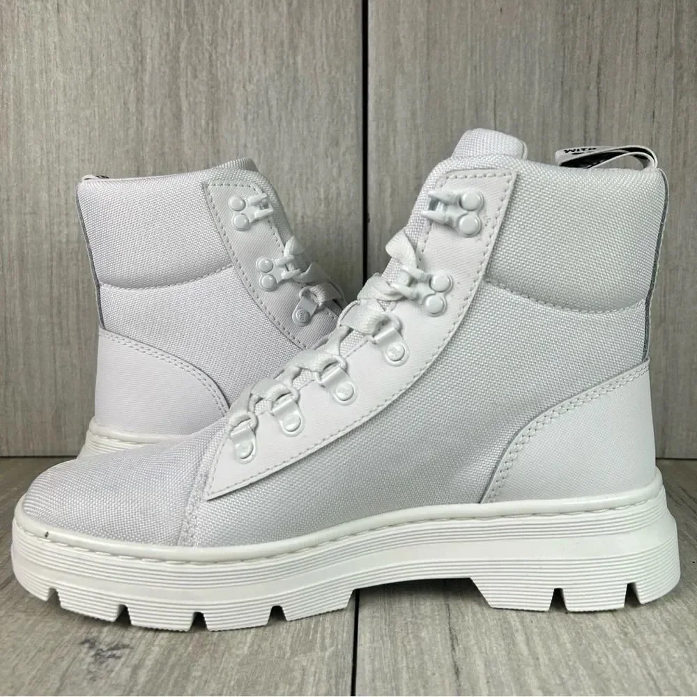 NEW Dr. Martens Docs Combs White Canvas Lace Up Combat Boot Shoes Women’s Size 9 - Picture 3 of 10